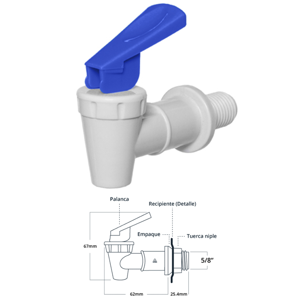 LLAVE DESPACHAADOR AGUA BLANCA PALANCA AZUL 5/8 AFR1