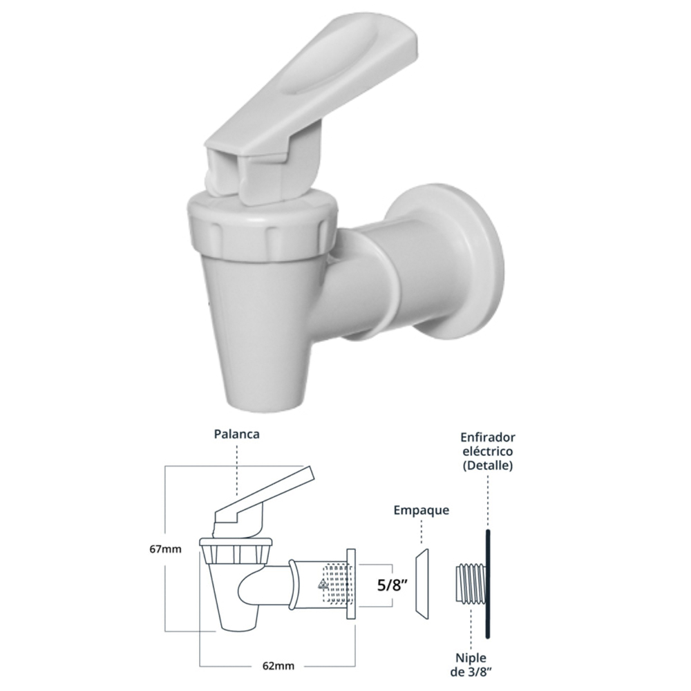 LLAVE DESPACHADOR AGUA BLANCA  NIPLE 5/8 AFR2