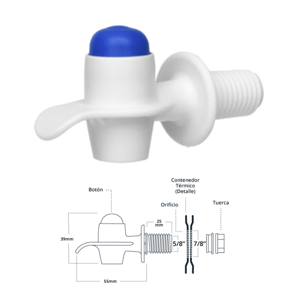 LLAVE BLANCA BOTON AZUL  P/TERMO BTN-3