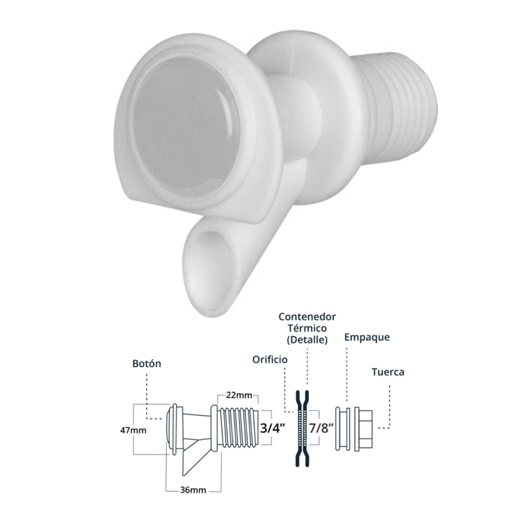 LLAVE BLANCA BOTON FRONTAL BTN-3