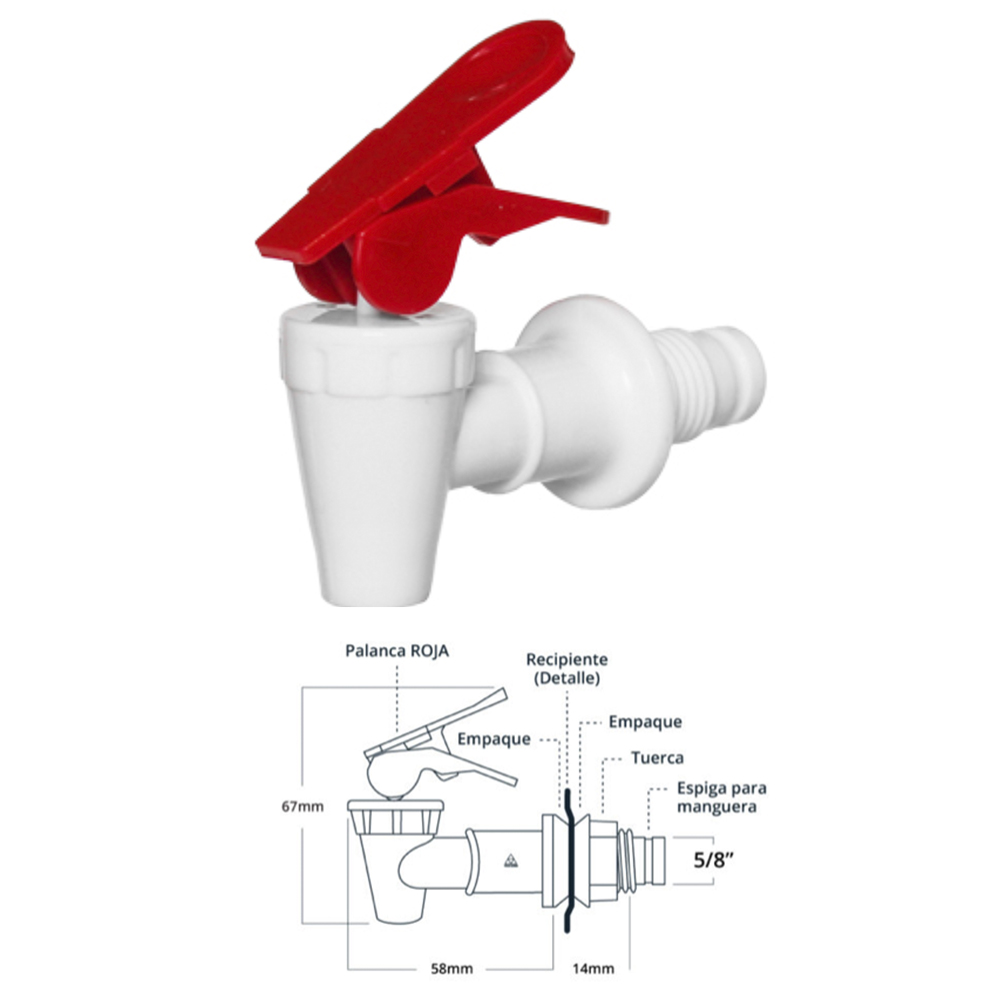 LLAVE DESPACHADOR AGUA BLANCA  SEGURIDAD ESPIGA 5/8 AFR6