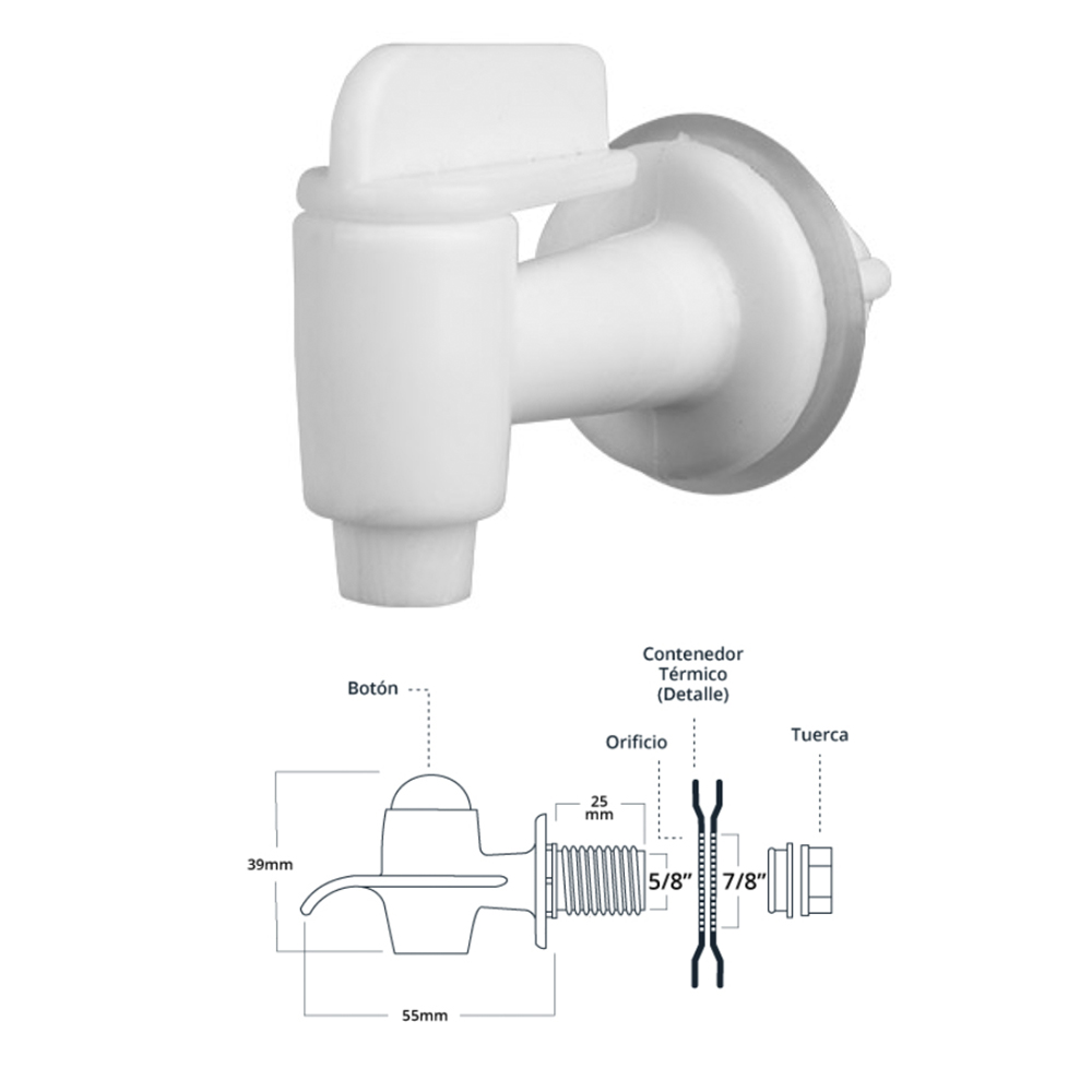 LLAVE DEPACHADOR DE AGUA BLANCA MEDIA VUELTA 1/2