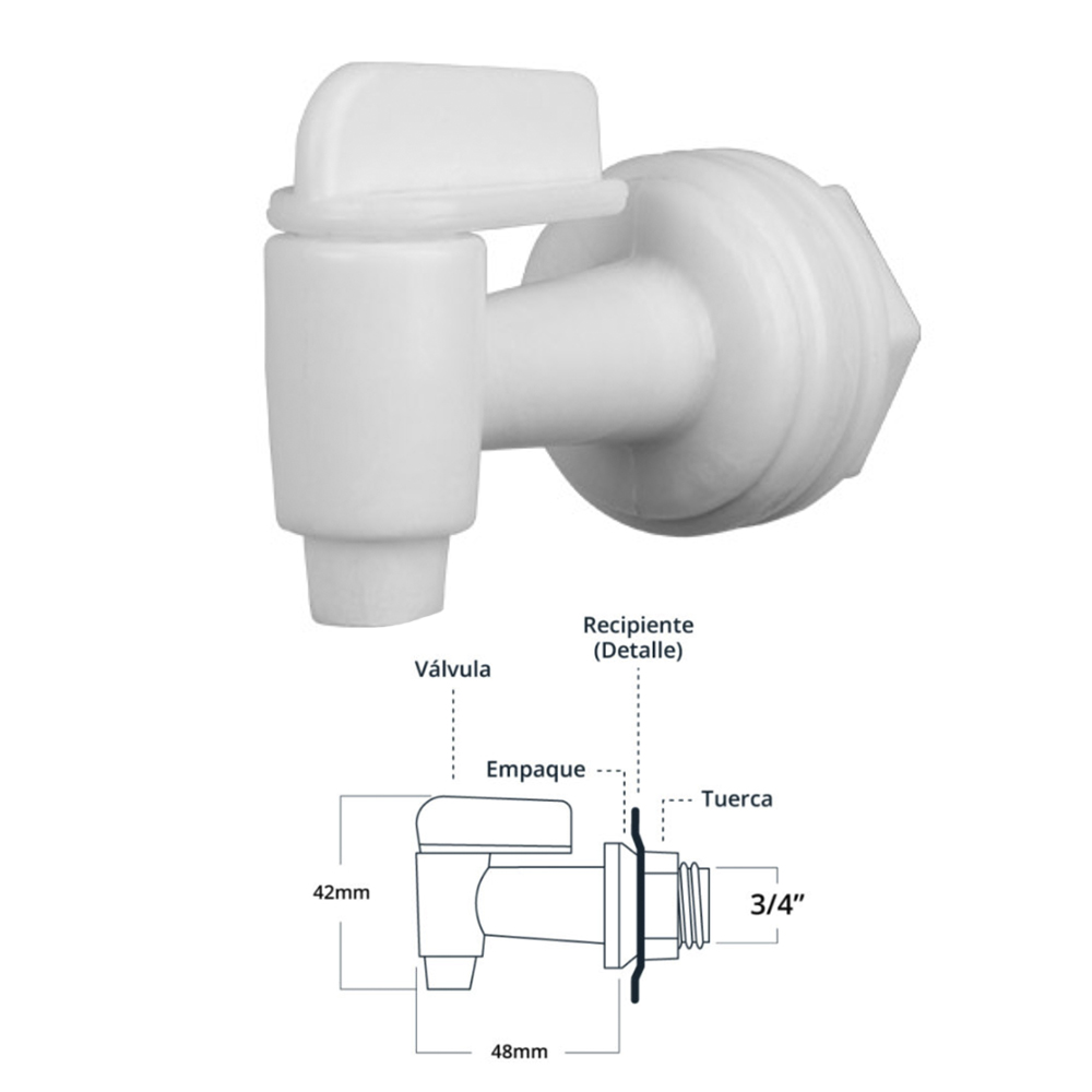 LLAVE DEPACHADOR DE AGUA BLANCA MEDIA VUELTA 3/4