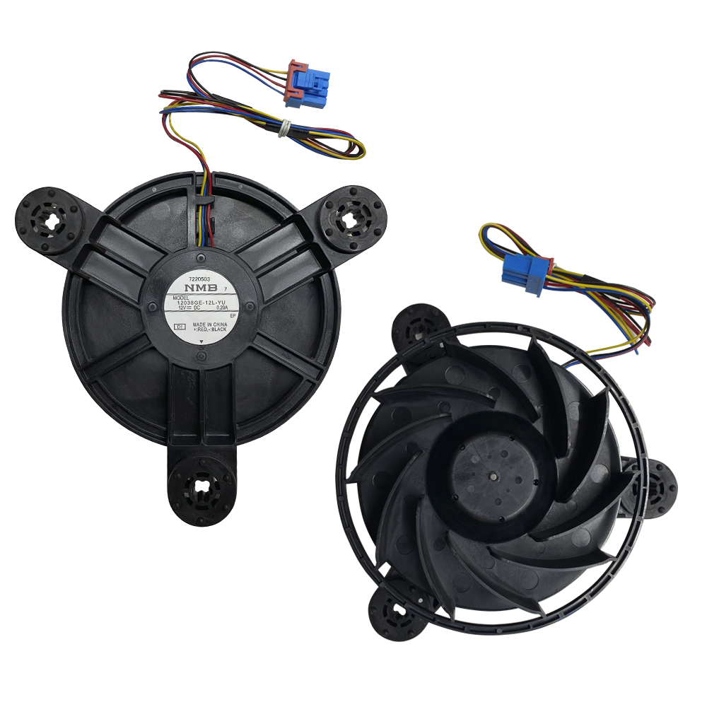 MOTOR EVAPORADOR SAMSUNG DC12V  2.5 W 0.2 AMP ASPA TIPO TURBINA NEGRO 3 PATAS EQUIDISTANTES 60159-0014700-00 DRN7362 12038GE12MYUD2 60159-0014700