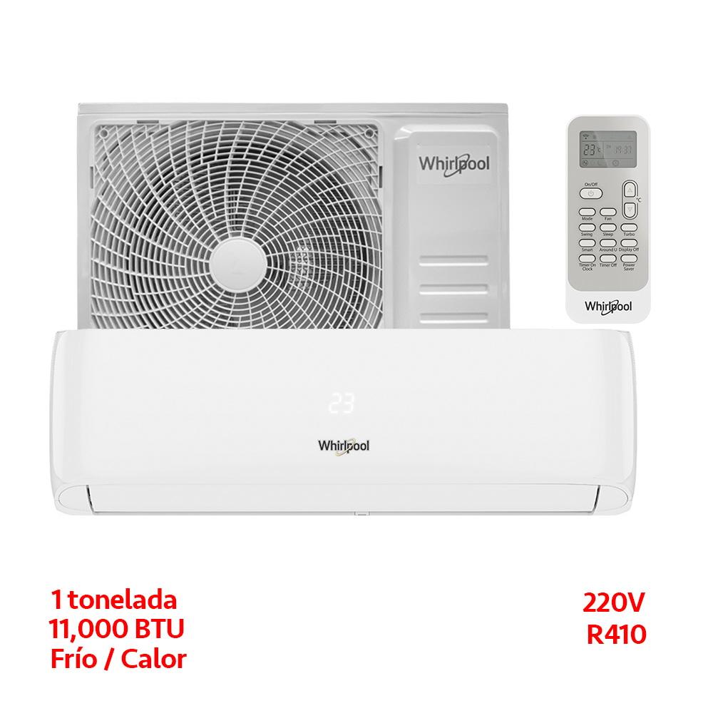 MINISPLIT 1 TON 220V FRIO/CALOR  BLANCO WHIRLPOOL SUST WA4023Q, WA4025Q SWA4028Q