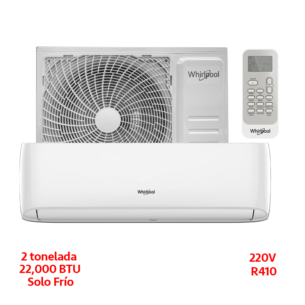 MINISPLIT INVERTER 2 TON.  220V 18 SEER SOLO FRIO BLANCO WHIRLPOOL swa6267q